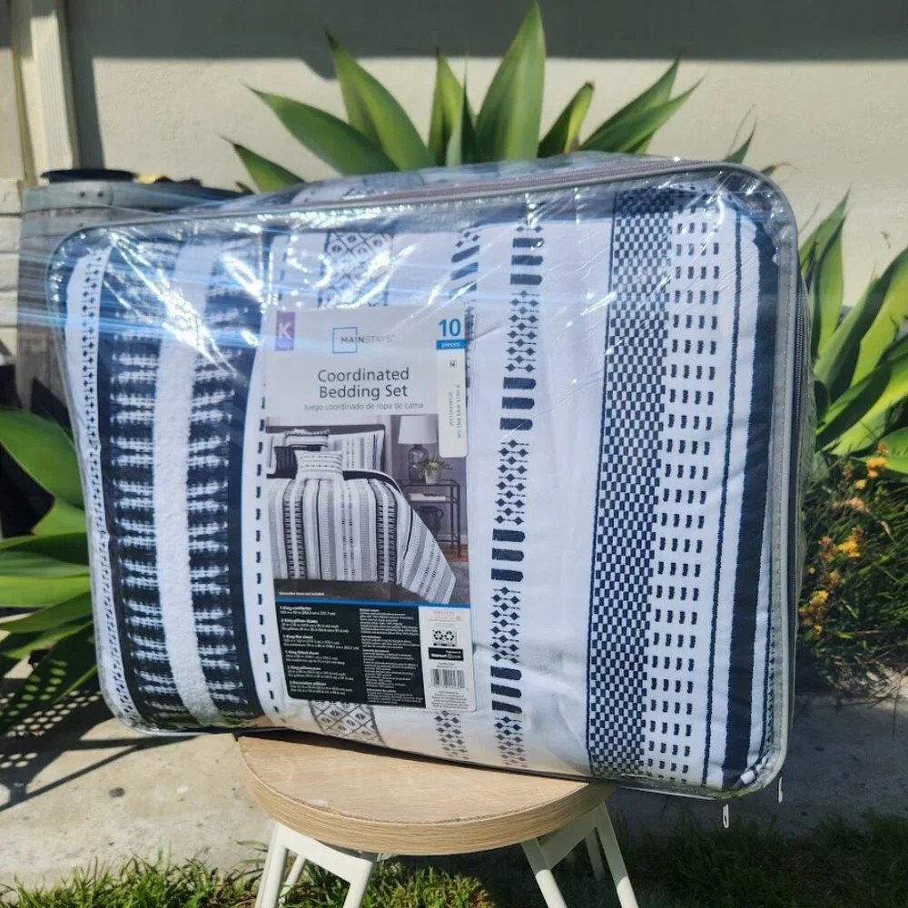 NEW KING SIZE 10 Piece Bed in a Bag Comforter Bedding Sheets 3 Decorative Pillow